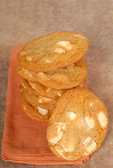 Image showing Stack of white chocolate with macadamia nut cookies