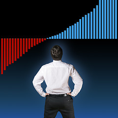 Image showing Business man backside with graph