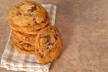 Image showing A stack of delicious chocolate chunk cookies