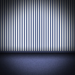 Image showing Illustration of red carpet floor with blue striped wellpaper