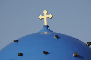 Image showing  Santorini dome with cross