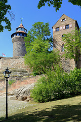 Image showing Nuremberg castle with tower, building and street lamp