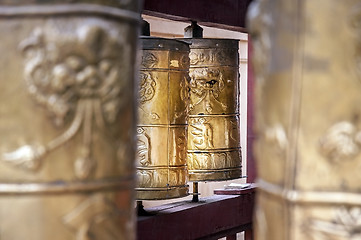 Image showing Close up prayer mill Mongolia
