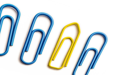 Image showing Perspective yellow paperclip