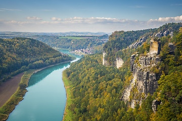 Image showing Saxon Switzerland view from Bastei to Wehlen