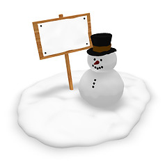 Image showing snowman and blank sign