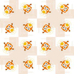 Image showing Seamless orange owl illustration pattern for kids