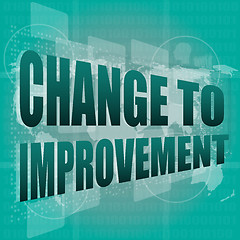 Image showing business concept: words change to improvement on digital touch screen
