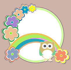 Image showing Cute kids background with flowers and owls