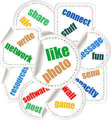 Image showing Abstract colorful illustration with various social and network words. Social networking theme