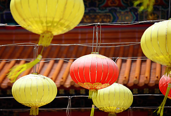 Image showing red lantern in chinese temple