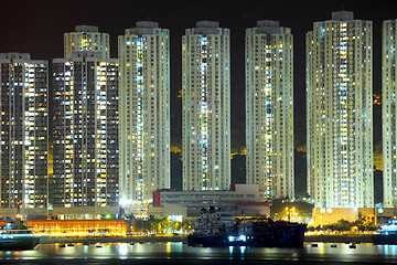 Image showing apartment building at night