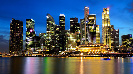 Image showing Singapore Marina Bay Business District at night