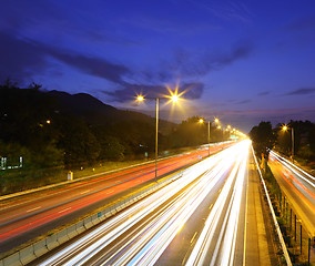 Image showing Futuristic urban city night traffic 