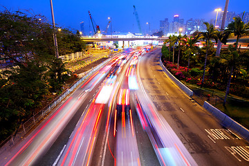 Image showing Futuristic urban city night traffic 