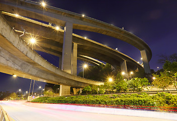 Image showing crossing highway overhead at night