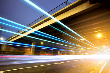 Image showing Futuristic urban city night traffic