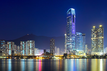 Image showing building at night in Hong Kong