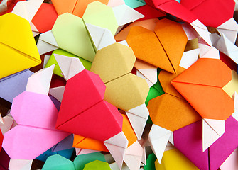 Image showing heap of origami colorful heart