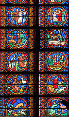 Image showing Colorful stained glass window in Cathedral Notre Dame de Paris