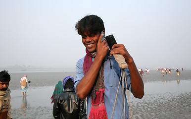 Image showing The signal of mobile phone covers and most remote parts of the Sundarbans jungles, West Bengal, India