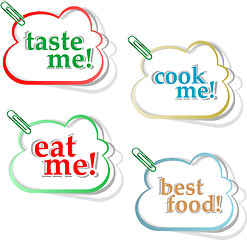 Image showing Eat me, taste me and cook me stickers