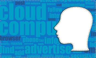 Image showing the silhouette of his head with the words on the topic of social networking