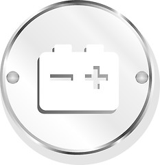 Image showing battery glossy meatl icon button on white background