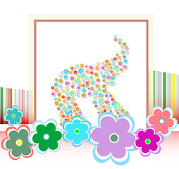 Image showing happy birthday card with cute elephants and many flowers