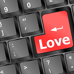 Image showing Modern keyboard with love text. Social network concept