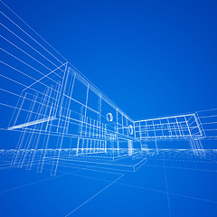 Image showing Blueprint on blue