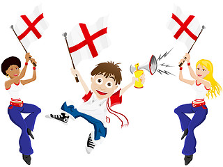 Image showing England Sport Fan with Flag and Horn