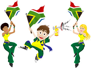 Image showing South Africa Sport Fan with Flag and Horn