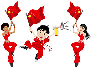 Image showing China Sport Fan with Flag and Horn