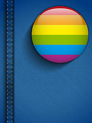 Image showing Gay Flag Button on Jeans Fabric Texture