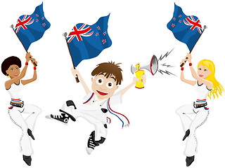 Image showing New Zealand Sport Fan with Flag and Horn