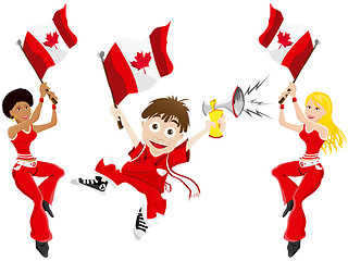 Image showing Canada Sport Fan with Flag and Horn