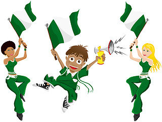 Image showing Nigeria Sport Fan with Flag and Horn