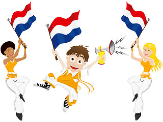 Image showing Netherlands Sport Fan with Flag and Horn