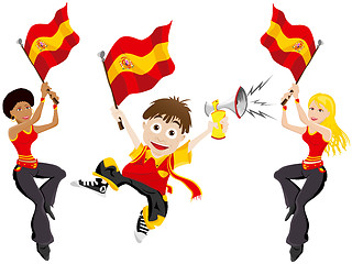 Image showing Spain Sport Fan with Flag and Horn