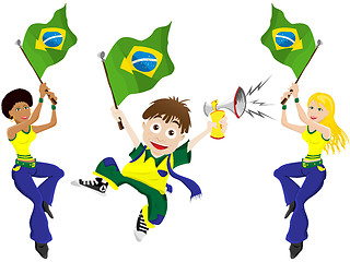 Image showing Brazil Sport Fan with Flag and Horn