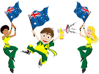 Image showing Australia Sport Fan with Flag and Horn