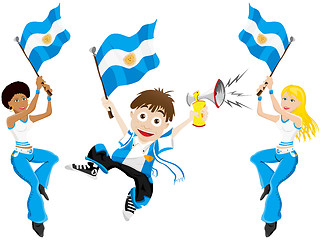 Image showing Argentina Sport Fan with Flag and Horn