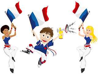 Image showing France Sport Fan with Flag and Horn