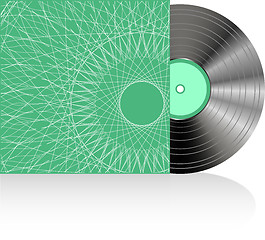 Image showing vinyl record disc green with cover isolated