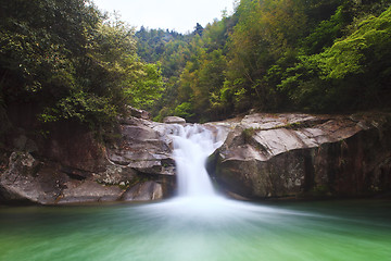 Image showing Deep forest waterfall in Wuyuan, China.