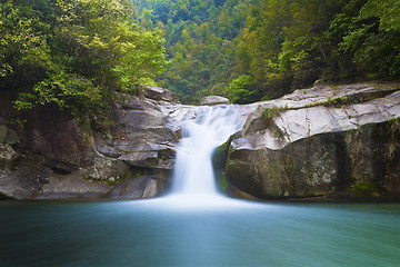 Image showing Deep forest waterfall in Wuyuan, China.