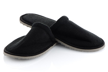 Image showing A pair of grey slippers