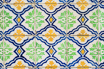 Image showing Traditional Portuguese glazed tiles