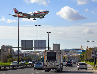 Image showing Aircraft landing at Lisbon airport